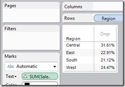 Result of applying quick table calc