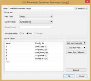 Parameter Values