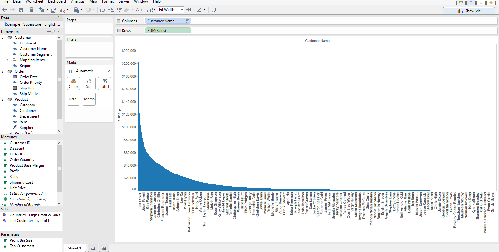 Tableau Pareto Chart Video