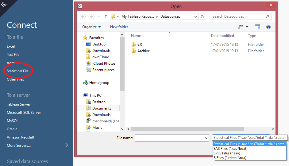 tableau version 9 stats connectors