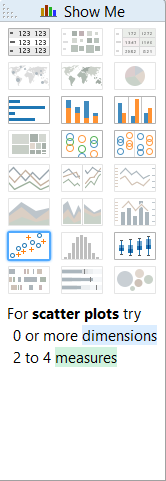 Show Me - scatter plots