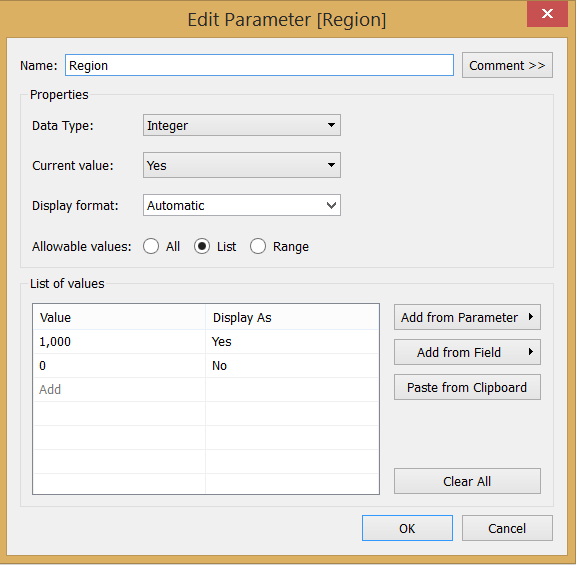 Dynamic shares - Region parameter