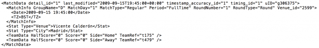 Opta XML Snippet