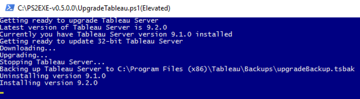 Auto Upgrade Tableau Server Output