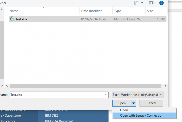 how to open a file with legacy connection in tableau on mac