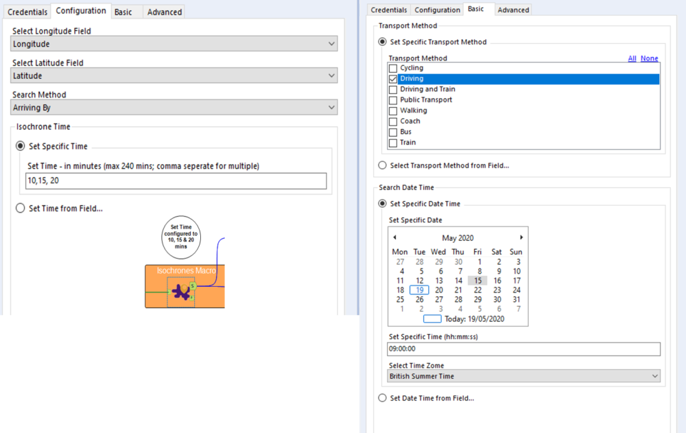 Configuring the isochrone tool
