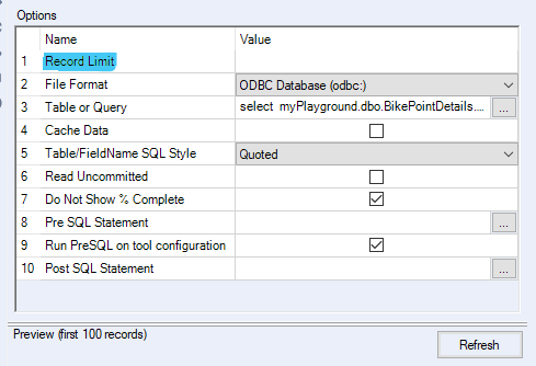 This image shows the configuration pane for the Input Data Tool in Alteryx Designer. The option to limit the number of incoming records is highlighted.