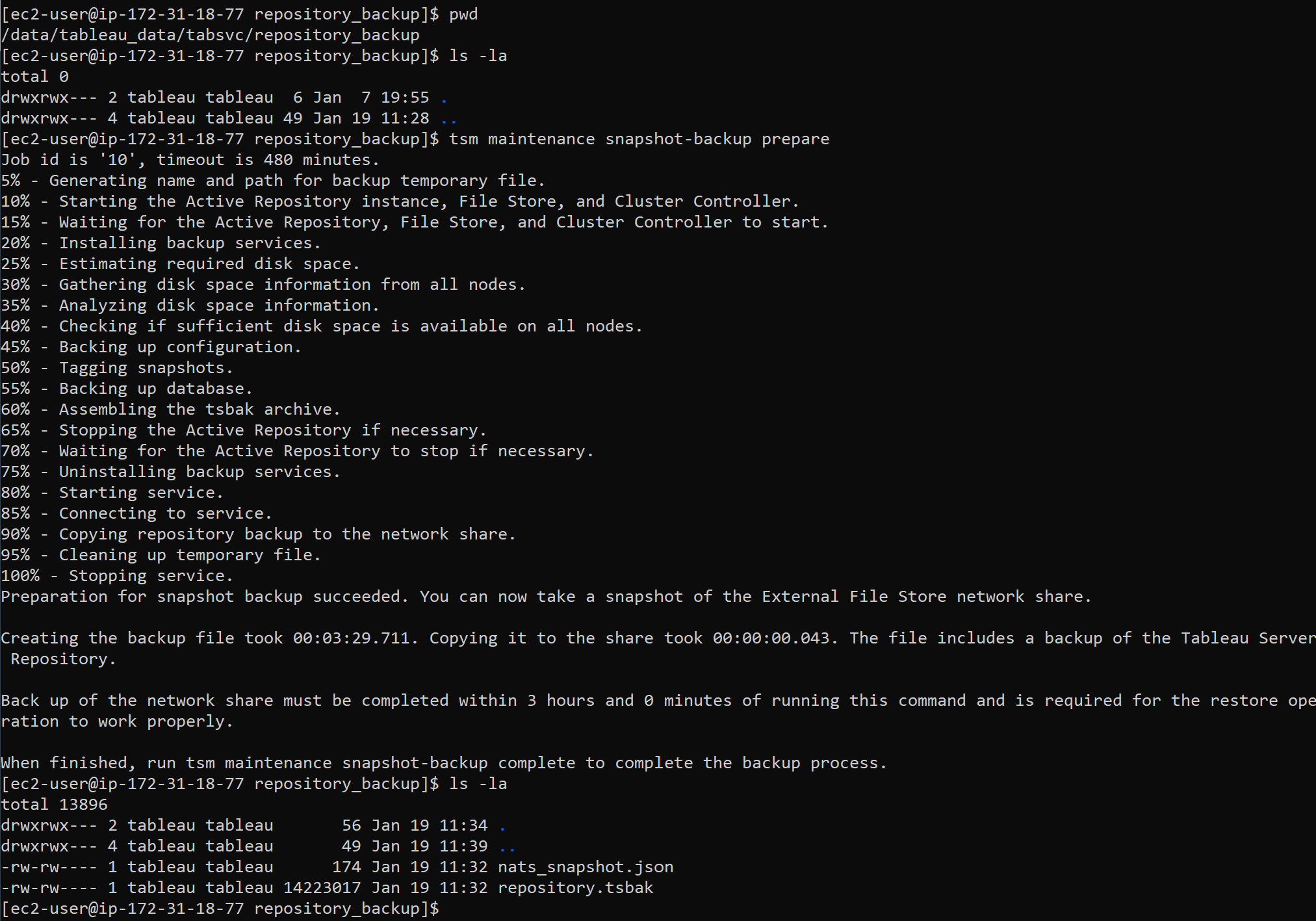 Restoring a backup from a regular Tableau environment to an external